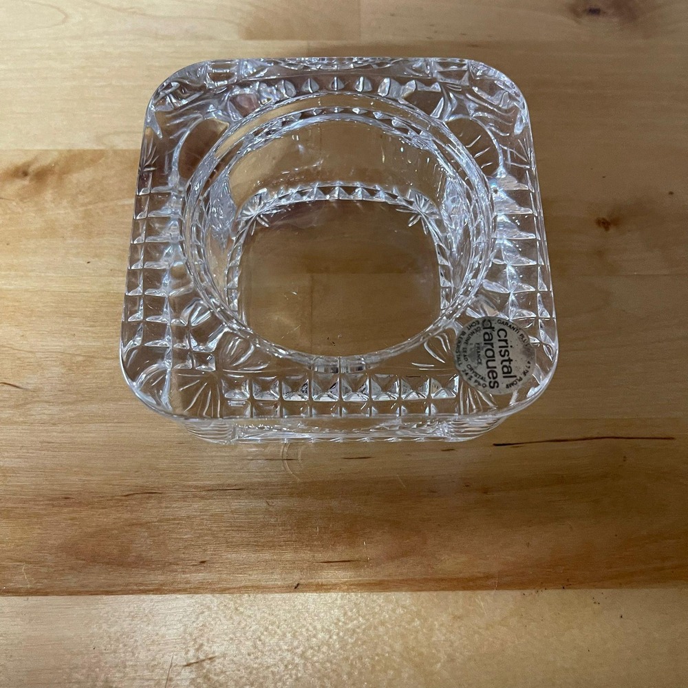 Cristal‎ D'arques France Lead Crystal Square Tea Light Candle Holder Heavy